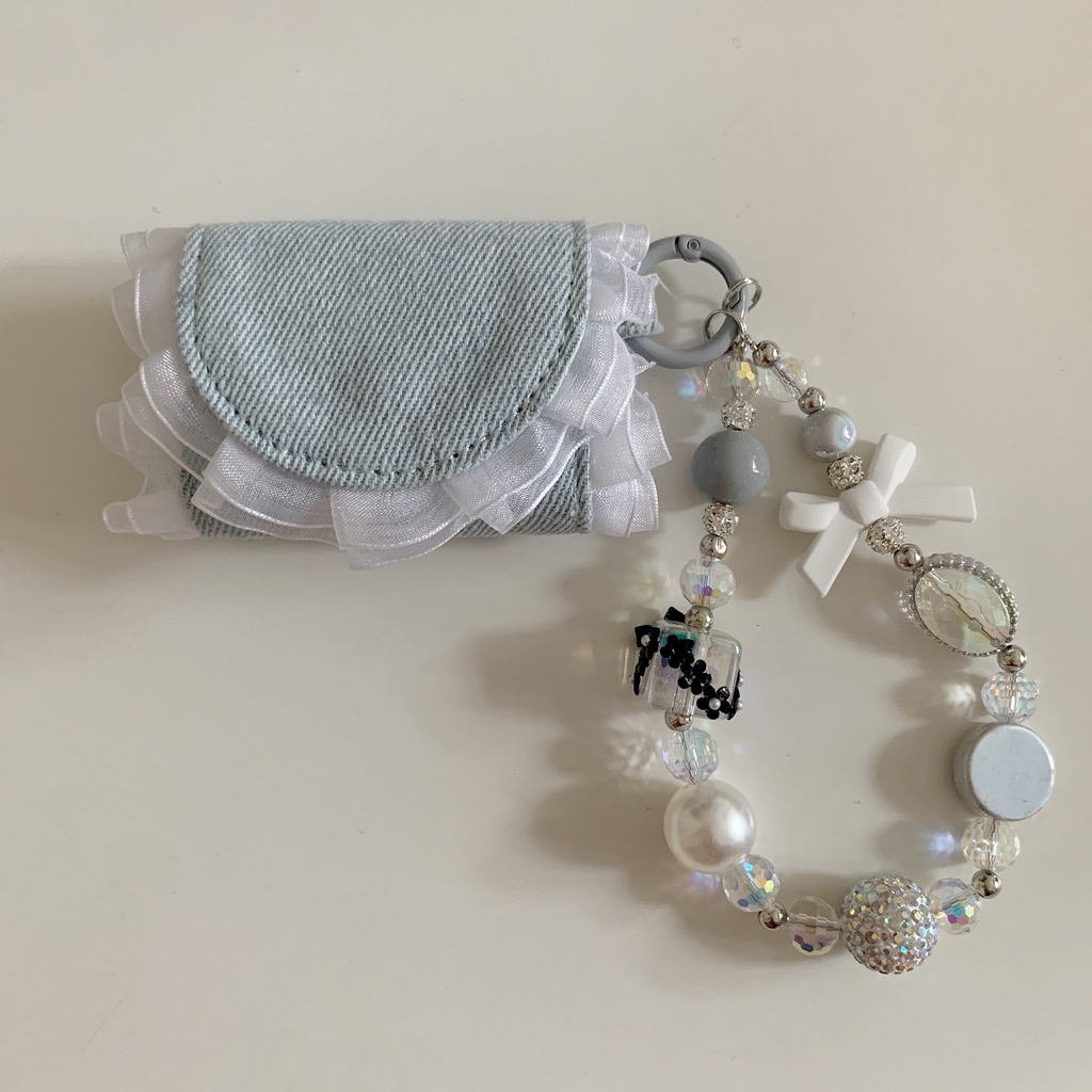 ลูกไม้คาวบอยผ้ายีนส์หูฟังปกคลุมกรณีสําหรับ แอร์พอด 4 3 2 1 มือโปร 1 2 ฝาครอบหูฟังสําหรับ แอร์พอด มือโปร 1 / 2 / 3 / 4 หมุนกรณีแขวน