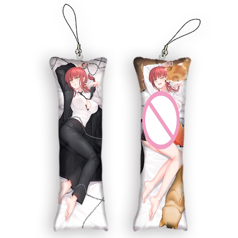 Chainsaw Man Dakimakura พวงกุญแจ Mini สองด้านพิมพ์หมอนตกแต่ง Key Chain Makima Power กระเป๋าจี้แฟน