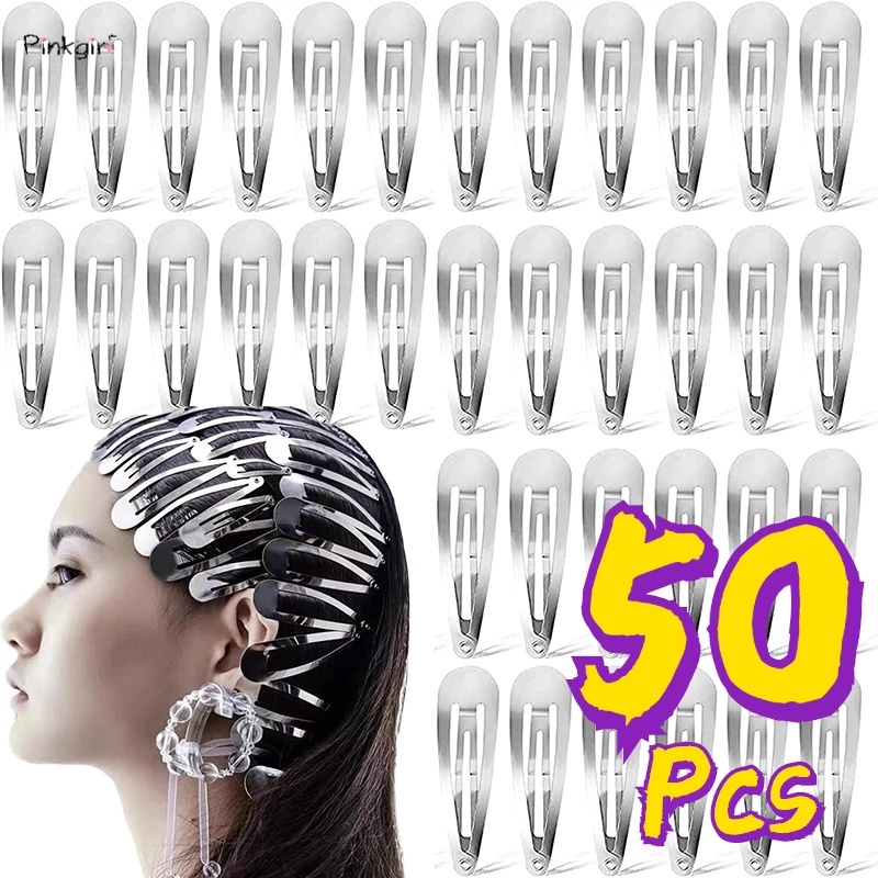 กิ๊บติดผมโลหะ สีเงิน แฮนด์เมด DIY สําหรับผู้หญิง 10-50 ชิ้น Y2K