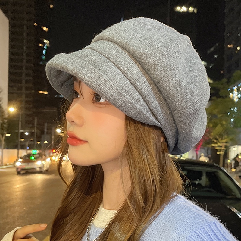 หมวกเบเร่ต์ ทรงแปดเหลี่ยม เข้ากับทุกการแต่งกาย แฟชั่นฤดูใบไม้ร่วง และฤดูหนาว สไตล์อังกฤษเรโทร