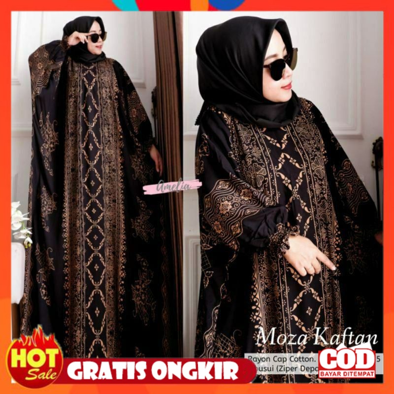 หนาผ้า FINE / BILION KAFTAN MOZZA MAXY DRESS SUPER JUMBO LD 150 BUSUI BATIK STER FRONT ZIPPER GAMIS 