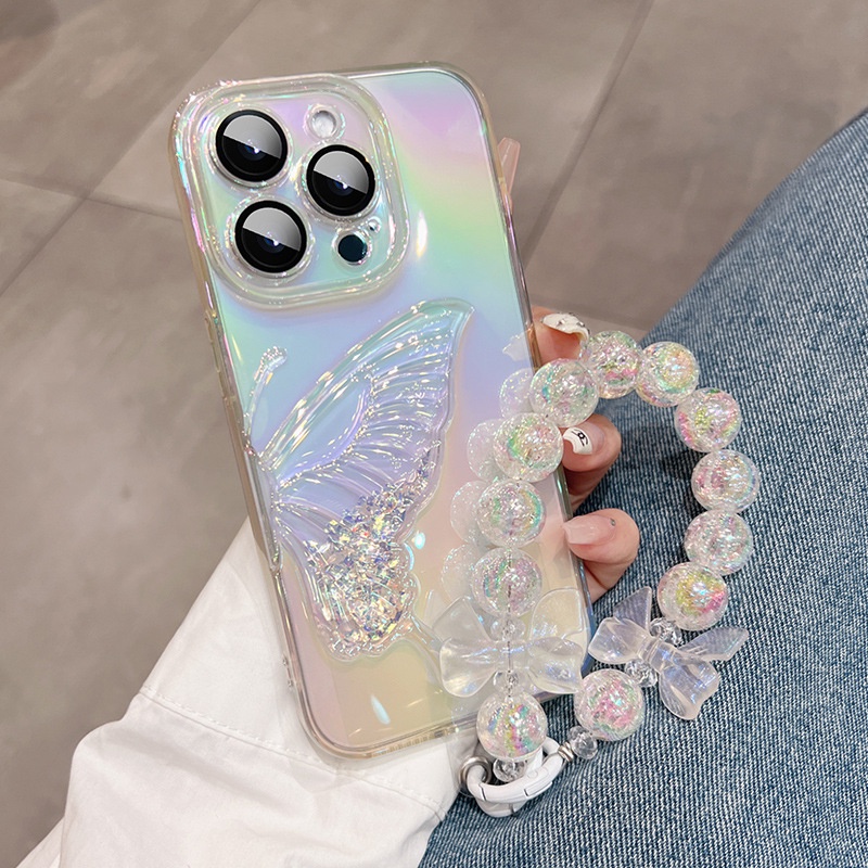 เคสโทรศัพท์ซิลิโคน เลเซอร์ใส ลายผีเสื้อ เหมาะสำหรับ iPhone 15 ProMax 13Pro 12 11 14Pro Max
