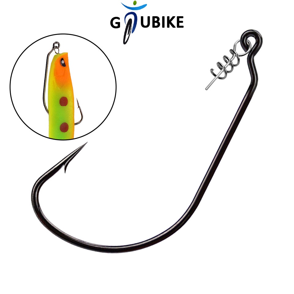 Gtubike 10 ชิ้น ตะกั่ว หัวจิ๊ก ข้อเหวี่ยง ตะขอ สําหรับ เหยื่อนุ่ม เหล็กคาร์บอนสูง คม หนาม ตะขอ รอกตกปลา