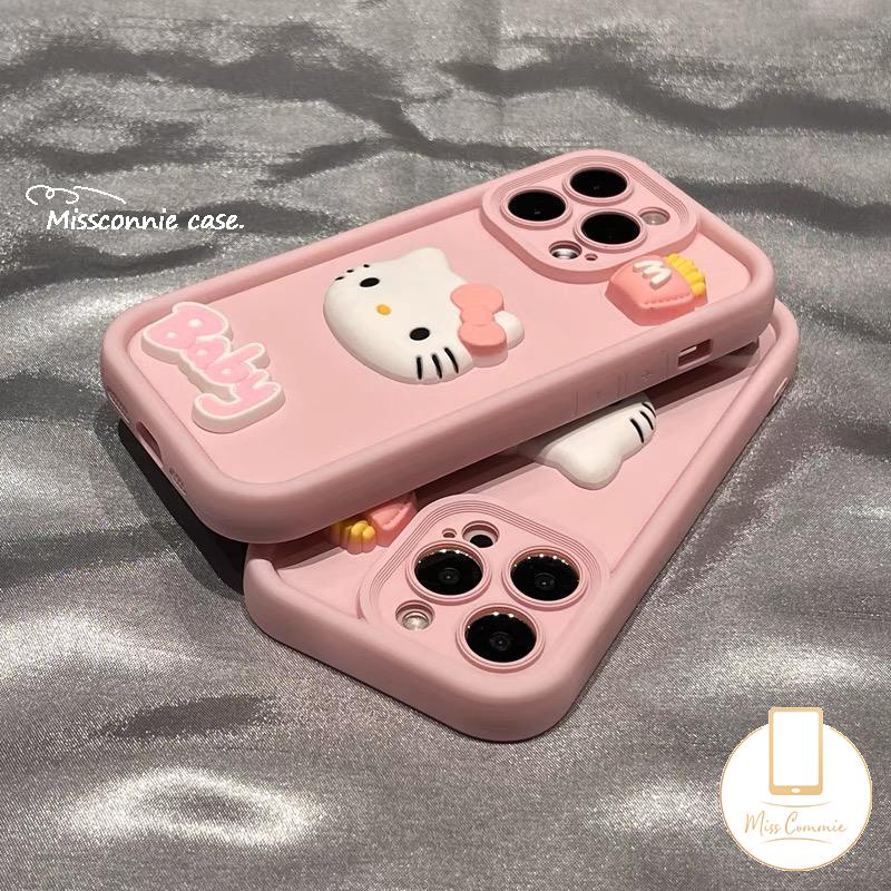 เคสโทรศัพท์มือถือ แบบนิ่ม ลายการ์ตูนเฮลโลคิตตี 3D สําหรับ IPhone 15 11 12 13 14 Pro Max 7Plus 15 6S 6 7 8 Plus X XR XS Max