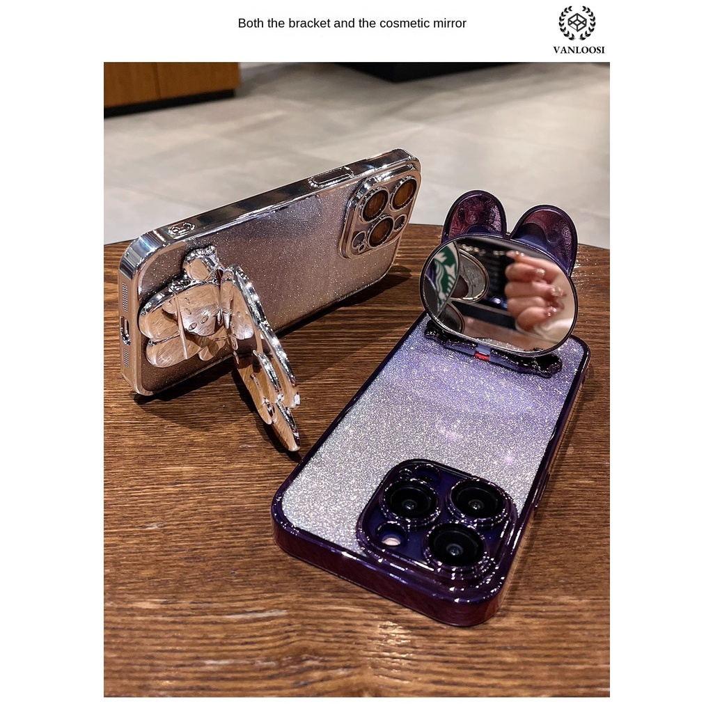 เคส iPhone 7 Plus 8 Plus 6 Plus 6s Plus 7 8 6 6s Sparkling powder เคลือบไฟฟ้า ซิลิโคนนิ่ม น่ารัก กระต่าย เคสโทรศัพท์ ป้องกันการตก - รูปที่ 3