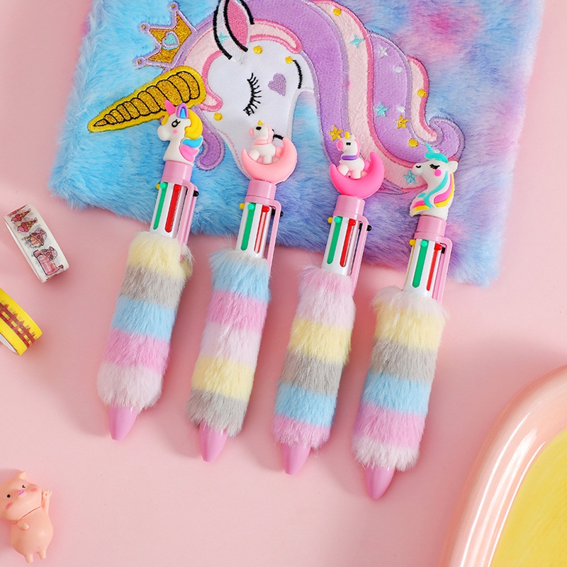 6 สี การ์ตูนยูนิคอร์น ตุ๊กตา ปากกาลูกลื่น ปากกาเขียน นักเรียน เครื่องเขียน สํานักงาน อุปกรณ์ ของขวัญ