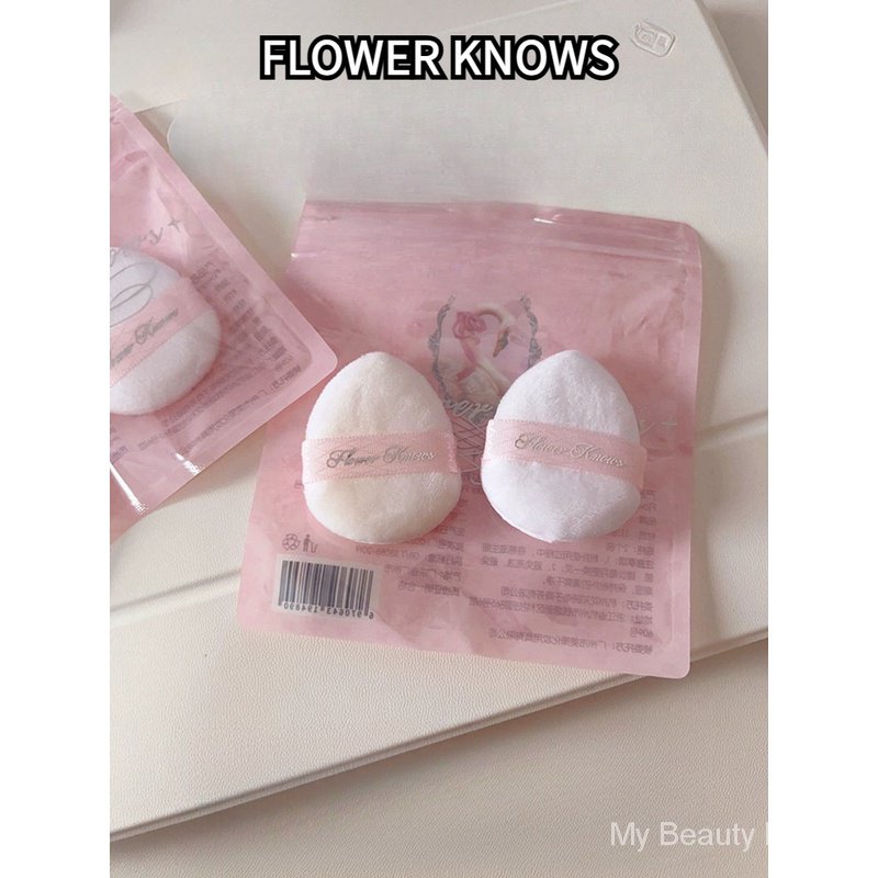 FLOWER KNOWS Super Soft Double-Sided Big Puff Thumb Puff Teddy Bear Powder Universal Puff Paste Skin Soft and Not Stuck Pink