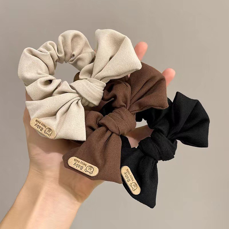 Scrunchie ที่คาดผม ประดับโบว์ ขนาดใหญ่ น่ารัก เรียบง่าย สไตล์ฝรั่งเศส เรโทร เครื่องประดับ สําหรับผู้หญิง