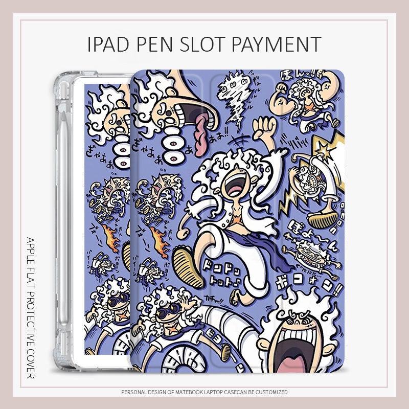 เคส ลายลูฟี่ วันพีช พร้อมช่องใส่ปากกา สําหรับ ipad 5 air4 5 mini4 5 6 2022 pro11 gen10 10.2 gen7 8 9 gen5 6 air1 2