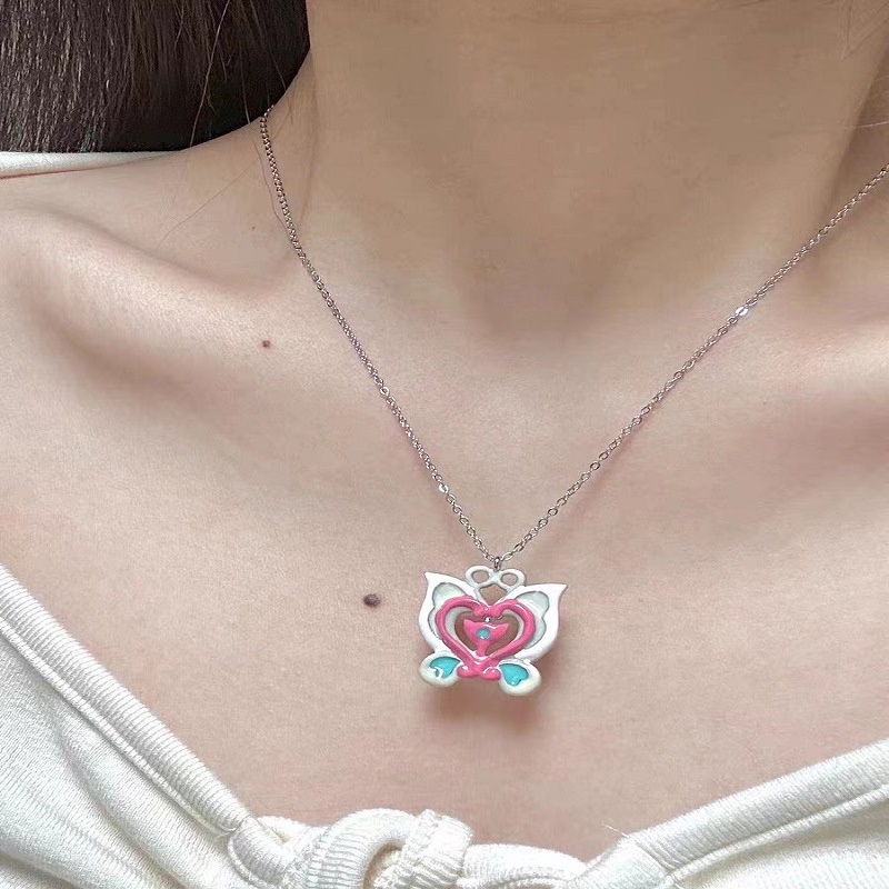 ในไทย-พร้อมส่งสร้อยคอสีแคนดี้จี้ผีเสื้อน่ารักใหญ่Y2Kละเอียดอ่อนลายหัวใจเกาหลีสำหรับผู้หญิงเครื่องประดับCOD