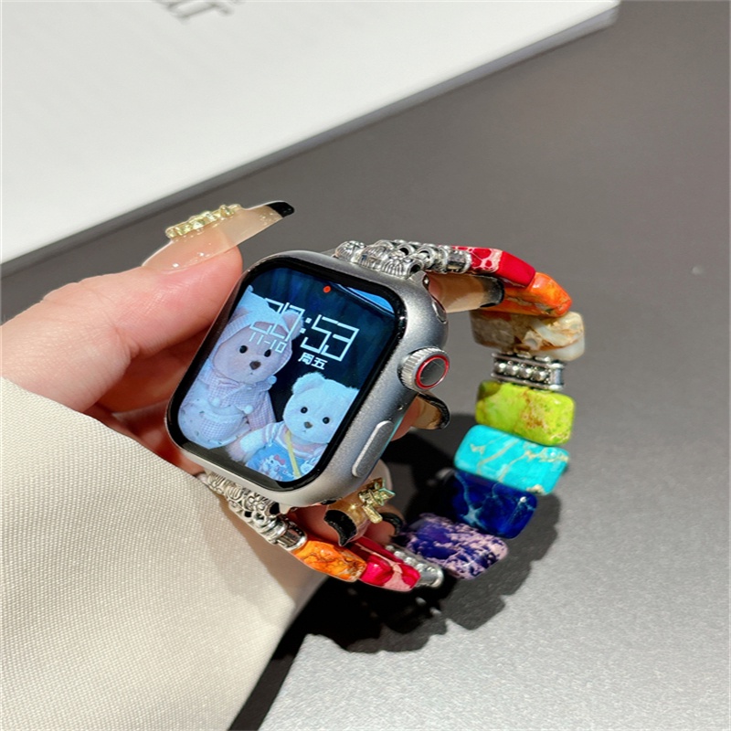 สายนาฬิกาข้อมือเซรามิค หินธรรมชาติ สําหรับ Applewatch9 iwatch8 7 6 5 4