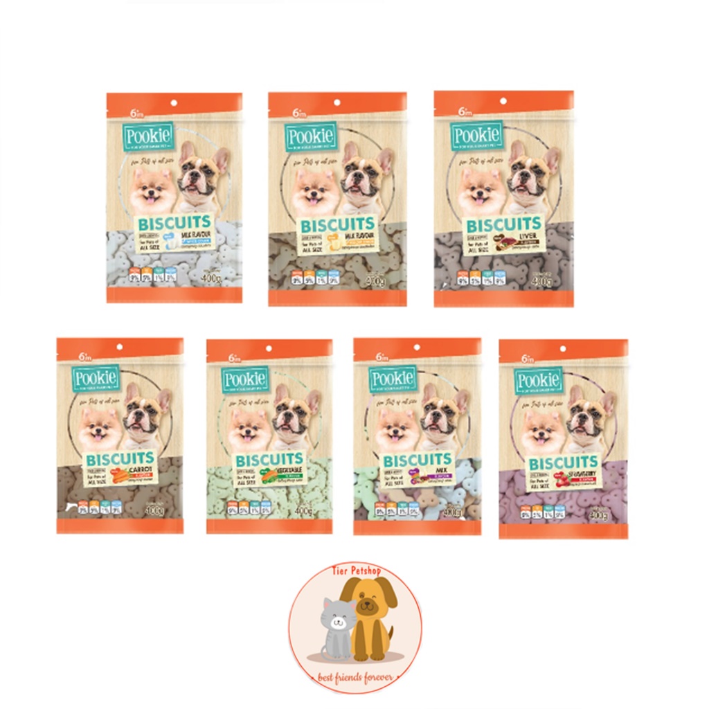 POOKIE SNACK Biscuits Bone Shape บิสกิตรูปกระดูก สำหรับสุนัข 400 กรัม