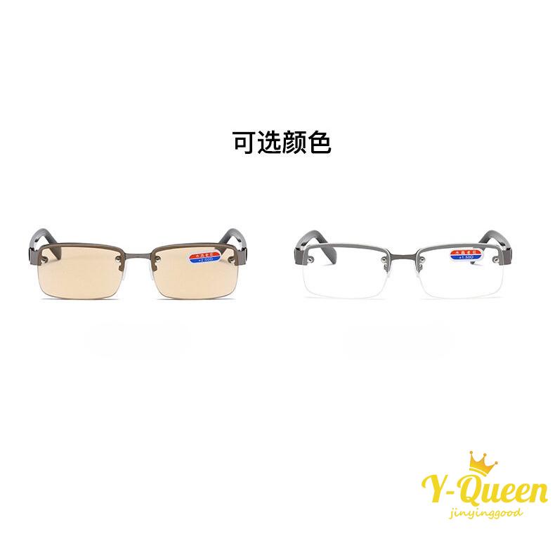(+100 ถึง +400) แว่นตาอ่านหนังสือ ขอบครึ่ง พร้อมเคส และเลนส์แก้ว แว่นสายตายาว สําหรับผู้ชายและผู้หญิง แว่นสายตายาว เกรด