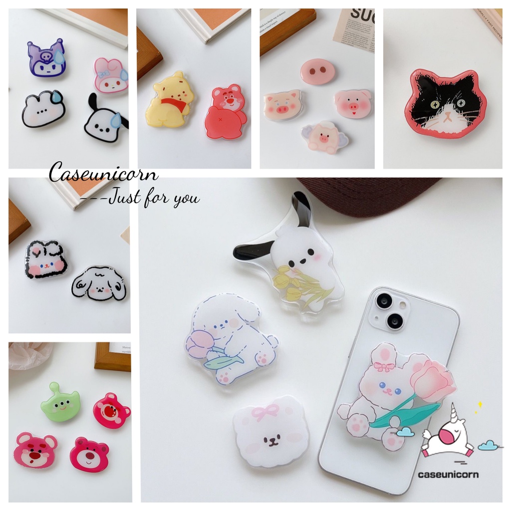 สัตว์น้อยน่ารัก หมี กระต่าย ลูกแมว ลูกสุนัข แพนด้า ที่วางโทรศัพท์ ความคิดสร้างสรรค์ ตลก การ์ตูนคุโรมิ Lotso ที่วางแหวน พับได้ สากล รองรับที่วางโทรศัพท์ สุนัข แมวน้อยน่ารัก