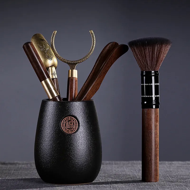 Tea Ceremony Six Gentlemen Set Kung Fu Tea Set Accessories Ebony Encyclopedia Tea Making Tools Tea C