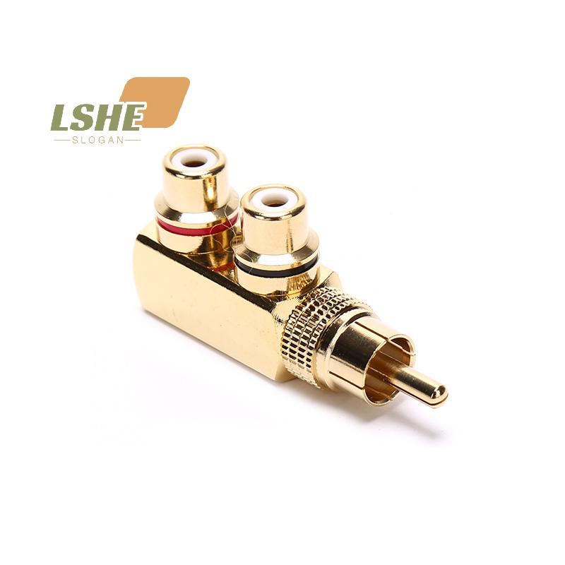 [LSHE] อะแดปเตอร์ปลั๊กแยกเสียง AV RCA ตัวผู้ 1 เป็นตัวเมีย 2 F ชุบทอง