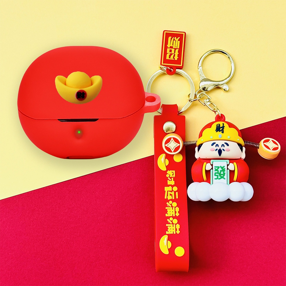 For SoundPeats Clear Case Cartoon Lucky God Keychain Pendant SoundPeats Clear Silicone Soft Case Cut