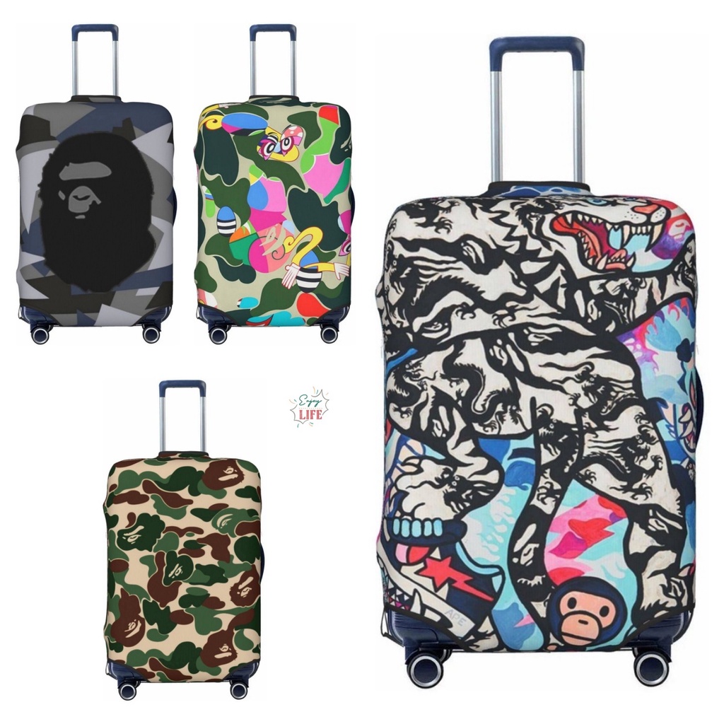 การ์ตูน Bape กระเป๋าเดินทาง Spandex กระเป๋าเดินทาง Protector ล้างทําความสะอาดได้ Baggage ครอบคลุมเหมาะกับ 18-32 นิ้วกระเป๋าเดินทาง