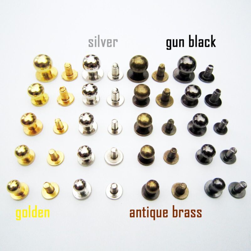 10/25pcs Round Head Nail Rivet Bag Chicago Stud Screws Back Copper Leather Belt Craft