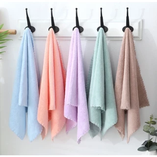 ผ้าเช็ดหน้า เช็ดมือ ผ้าขนเป็ด ผ้าขนหนู สีพื้น ขอบหยัก ซึมซับน้ำได้ดี ขนาด 30x57cm