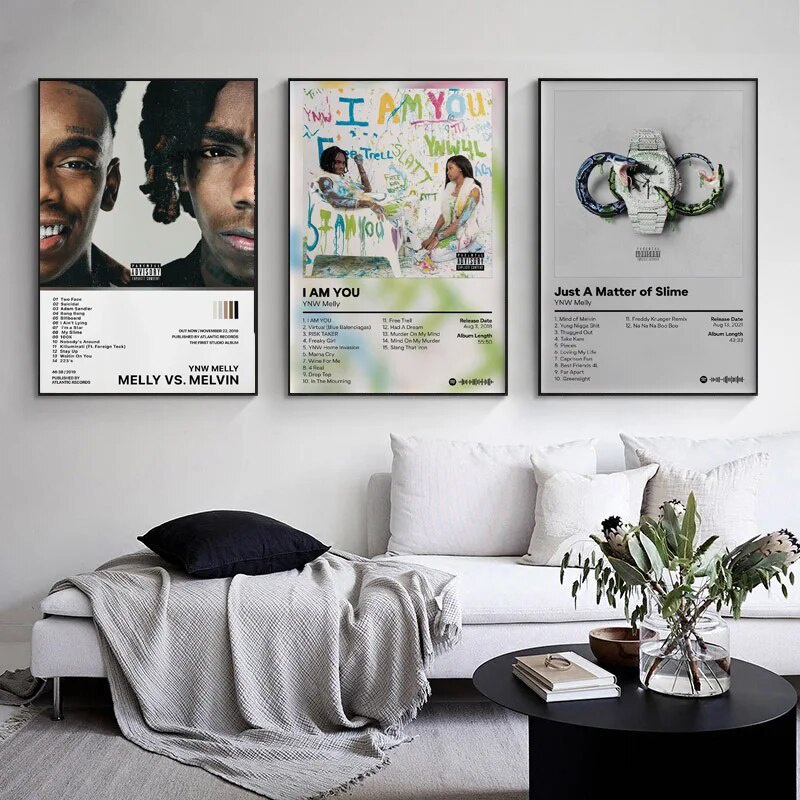 YNW Melly Melly VS Melvin I Am You เพลงอัลบั้มโปสเตอร์พิมพ์ Wall Art ภาพวาดผ้าใบภาพของขวัญตกแต่งบ้าน