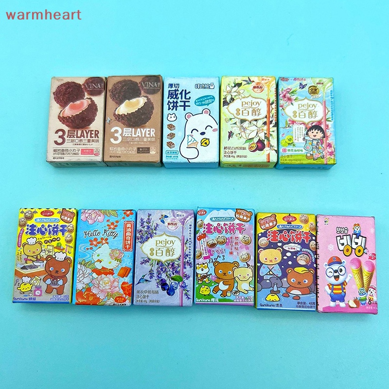 (warmheart) กล่องขนมขบเคี้ยว ครีม กาว ขนาดเล็ก 1/12 Diy อุปกรณ์เสริม สําหรับบ้านตุ๊กตาบาร์บี้ 10 ชิ้น