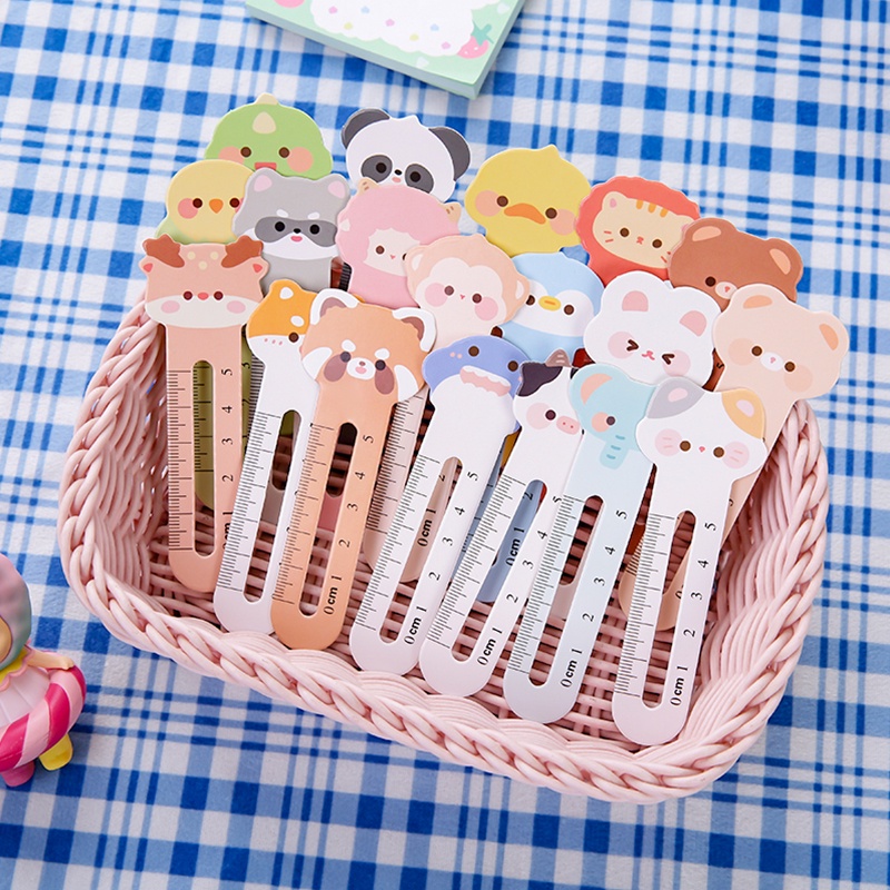 ชุดกล่องไม้บรรทัด ที่คั่นหนังสือ ลายการ์ตูนสัตว์น่ารัก อเนกประสงค์ 30 ชิ้น