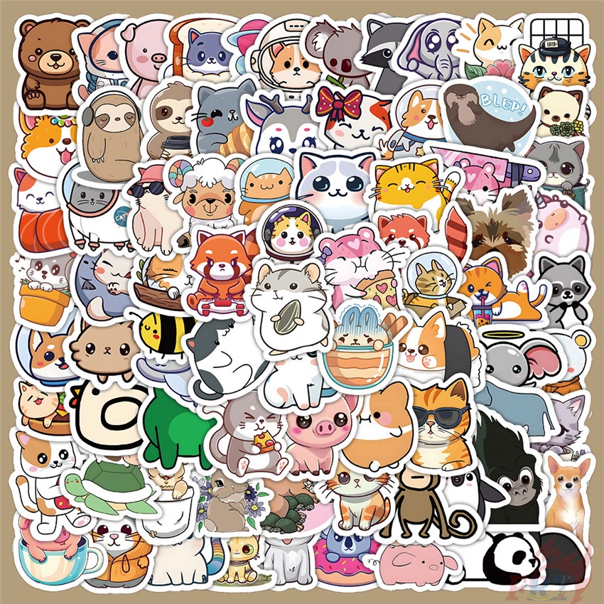 100Pcs/Set Q Funny Animal Q-2 Mini Kids Reward Stickers DIY Fashion Waterproof Doodle Decals Stickers