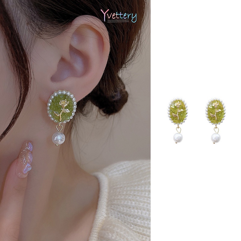 ราคาถูก-พร้อมส่งวินเทจกุหลาบดอกไม้มุกต่างหู Joker Fairy อารมณ์ต่างหูCOD