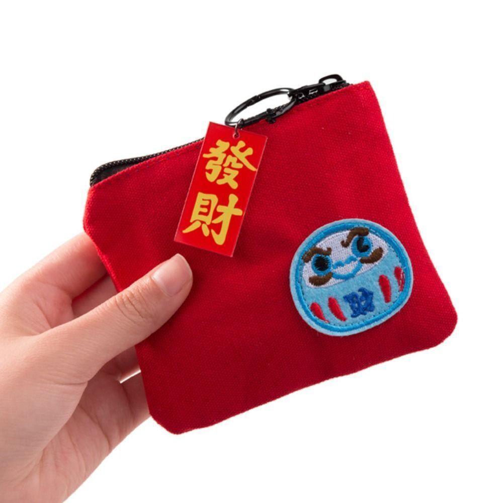 Caramelo Lucky Purse กระเป๋าใส่เหรียญความจุขนาดใหญ่ Lucky Charm ซองใส่บัตรผ้าแคนวาส