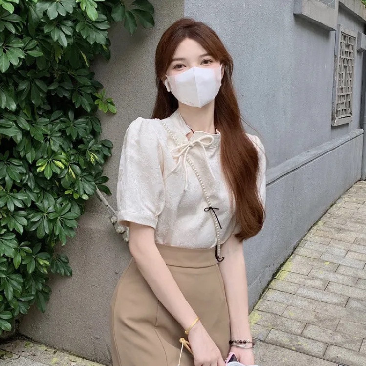 เสื้อเชิ้ตกี่เพ้า แขนสั้น สไตล์จีนย้อนยุค แฟชั่นฤดูร้อน สําหรับผู้หญิง - รูปที่ 6