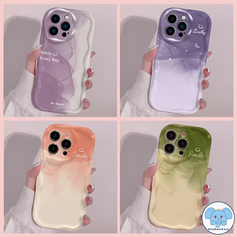 ค่อย ๆ เวียนหัวย้อมฝันดาวยิ้มใบหน้ามาการองสีลูกอมกรณีโทรศัพท์ iPhone 11 15 12 14 13 Pro Max 7 8 Plus XR X XS Max