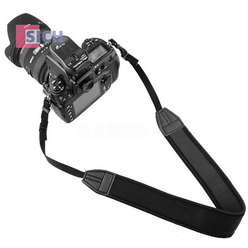 [Sich] สายคล้องคอ สายคล้องไหล่ แบบหนา กันลื่น ปรับได้ สีดํา สําหรับกล้องดิจิทัล DSLR