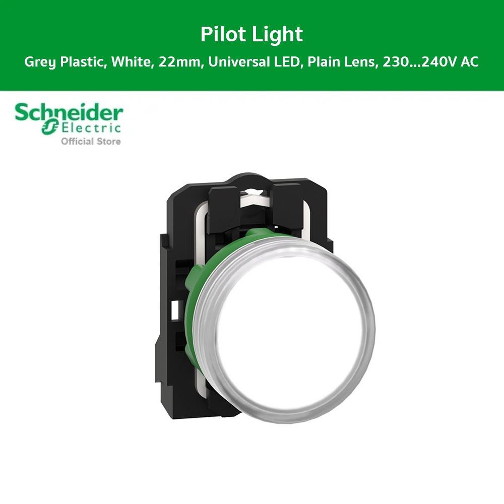 Schneider Electric - ไพล็อทแลมป์ไฟแสดงสี แบบสีขาวชนิด LED ใช้กับไฟ 220/240 VAC_XB5AVM1 ชไนเดอร์