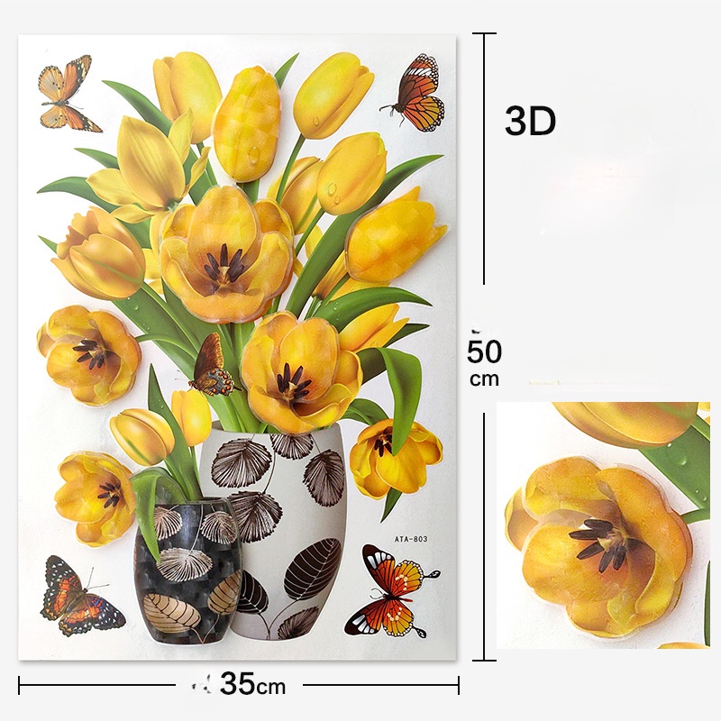 สติกเกอร์ติดผนัง 3D สําหรับตู้เย็น แจกัน และตกแต่งผนังในห้องนอน และห้องนั่งเล่น