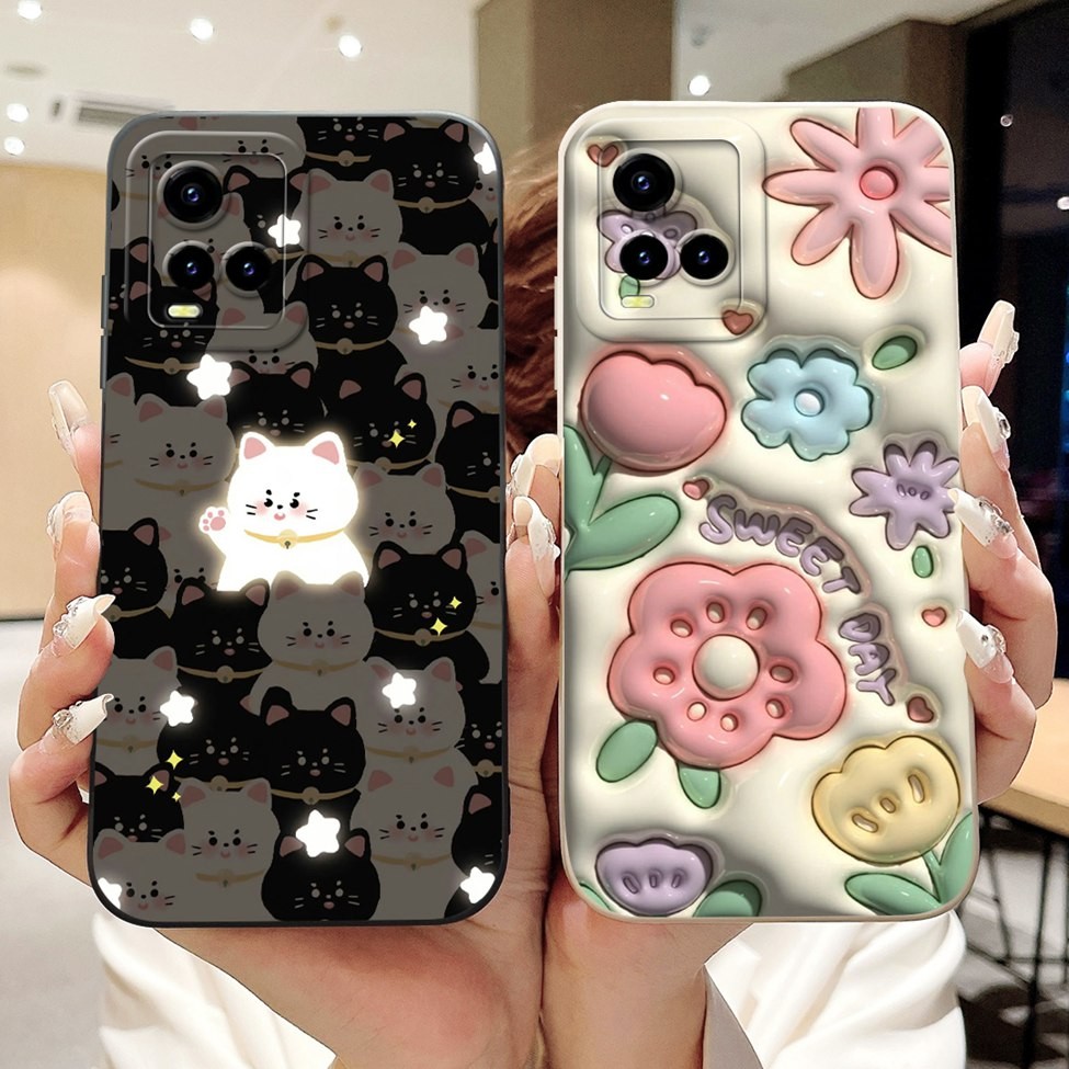 ปลอก Vivo Y21 2021 V2111 กรณี T1x 4G V2143 ความงามแมวน่ารักแฟชั่นตลกซิลิโคนเคสโทรศัพท์ Vivo T1x 4G ป