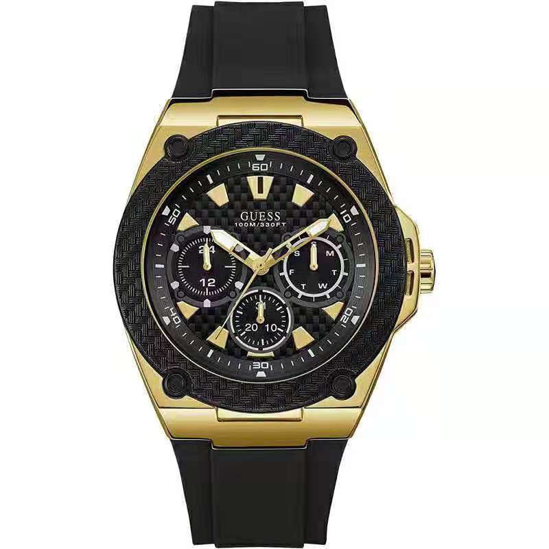 พร้อมสต็อก ！GUESS Legacy Quartz Black Dial Men's Watch W1049G5 W1049G2 W1049G6 W1049G3 45mm