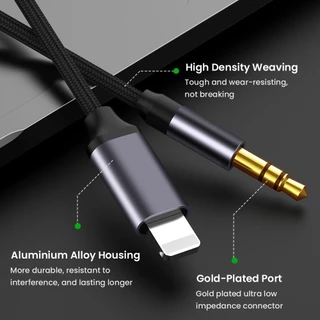 สาย Aux Audio แจ็คสายไฟ สำหรับ ip 3.5มม.สาย Aux ลำโพงอะแดปเตอร์หูฟังสำหรับ Phone11 Pro XS XR X 12 เสียงสายเคเบิล