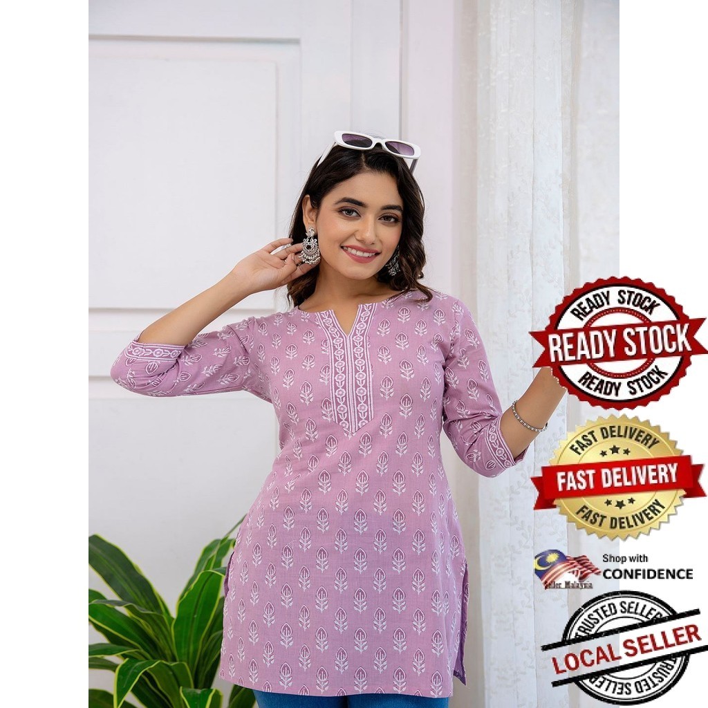 Short Kurti Indian Women Kurtis Top Saree Sari Punjabi Suit Readymade Kurti UD41482ASTP