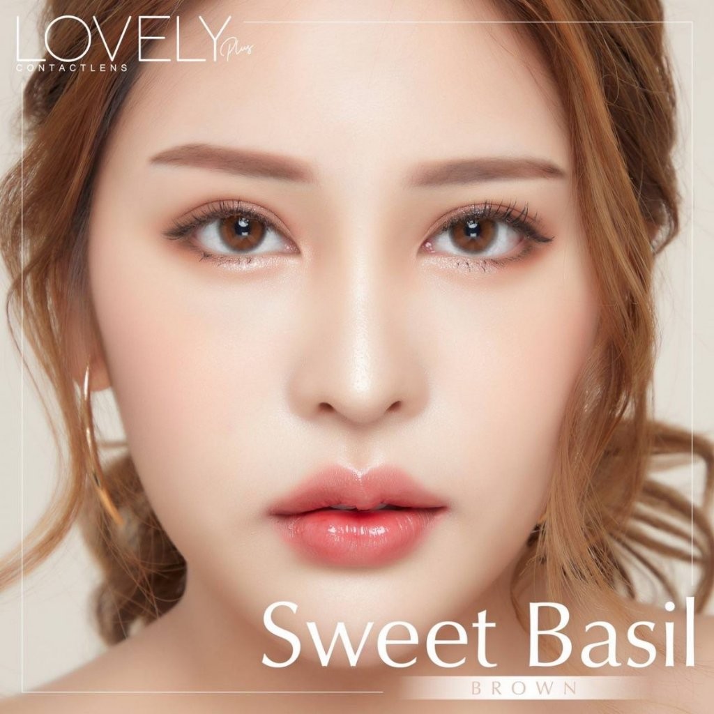 มีค่าสายตา Iovelyens sweet basil Gray Brown   บิ๊กอาย สุดปัง คอนแทคเลนส์ รายเดือน มีอย แถมตลับฟรี เล