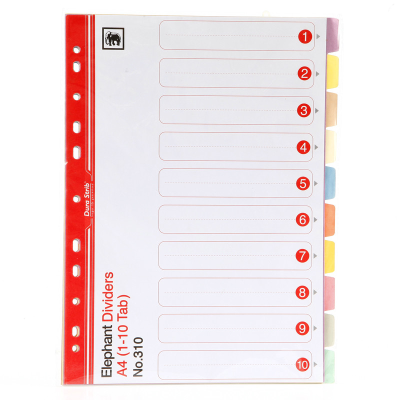 ELEPHANT ตราช้าง อินเด็กซ์กระดาษการ์ด (1-10) 10 สี รุ่น 310