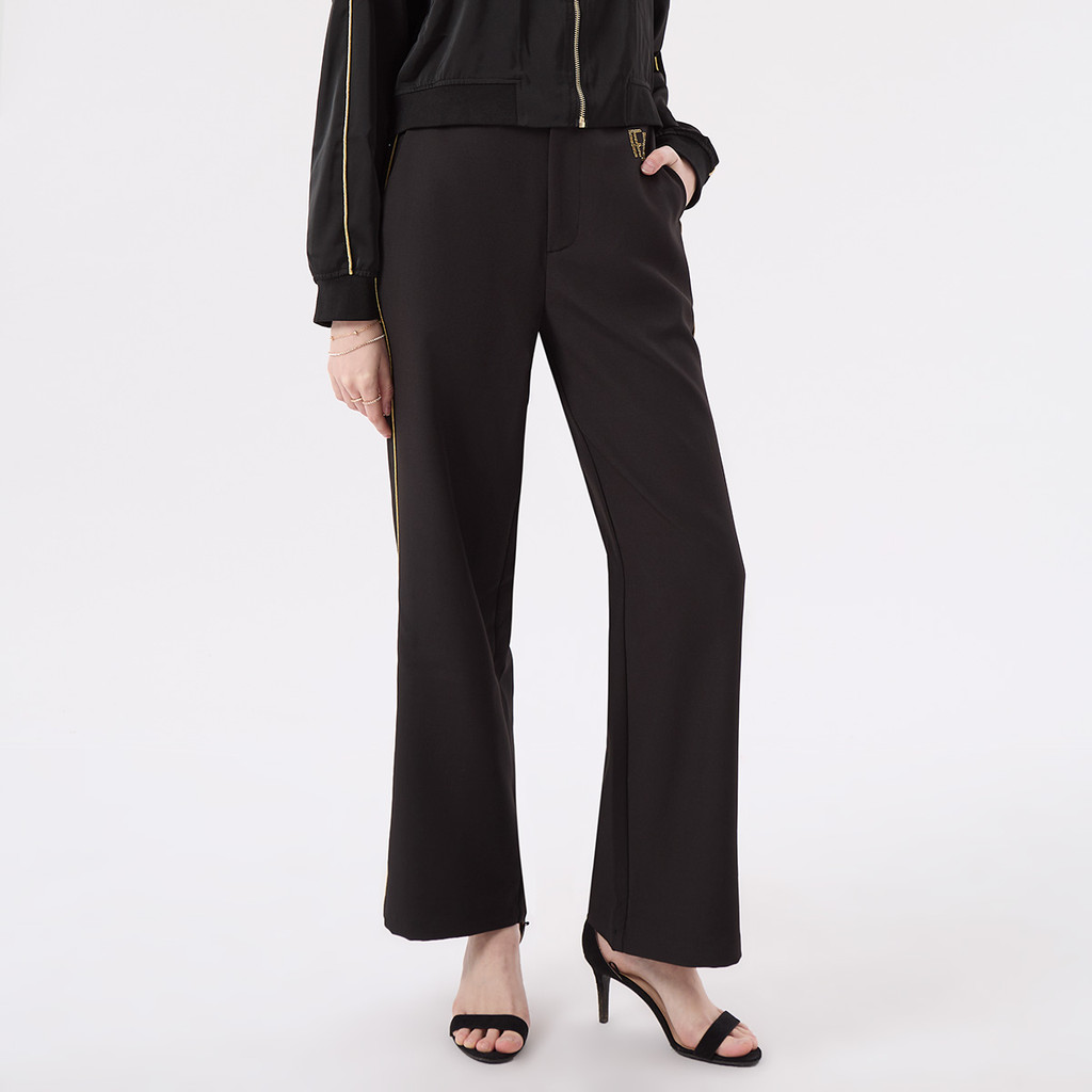 f.fashion กางเกง ทรงขากว้าง ผู้หญิง สีดำ | Wide-Leg Trousers | 06524