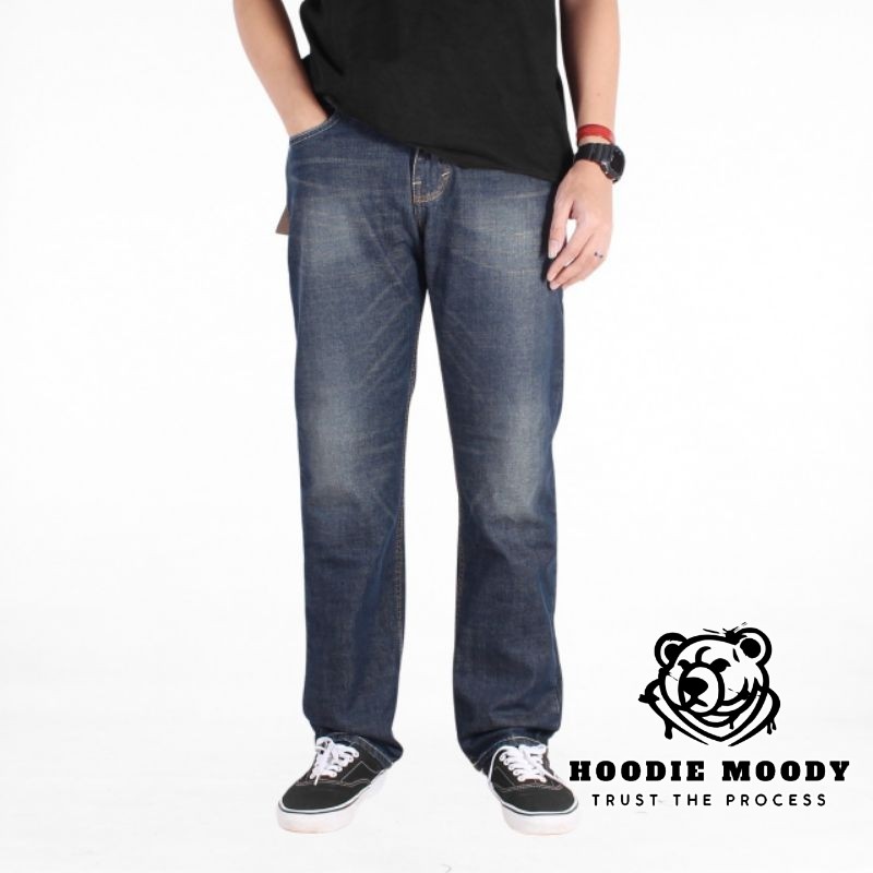LOKAL Local Brand Mens Regular Long Jeans ทําจากยีนส์หนา