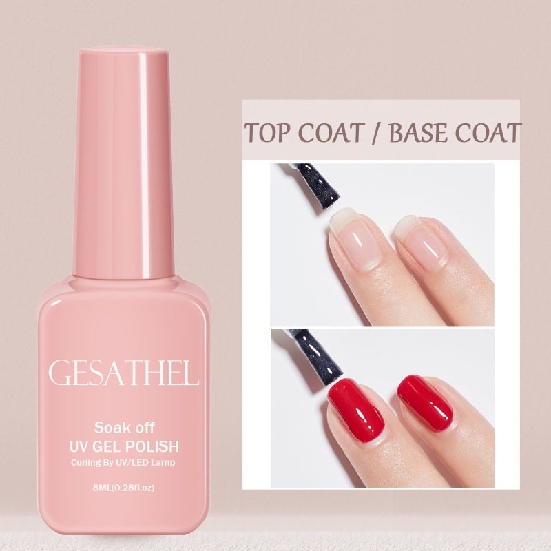 GESATHEL สีเจล เจลทาเล็บ BaseTopCoat 8MLเคลือบเล็บเงา ทอปโคท เบสโคท ทอปฝังจิว