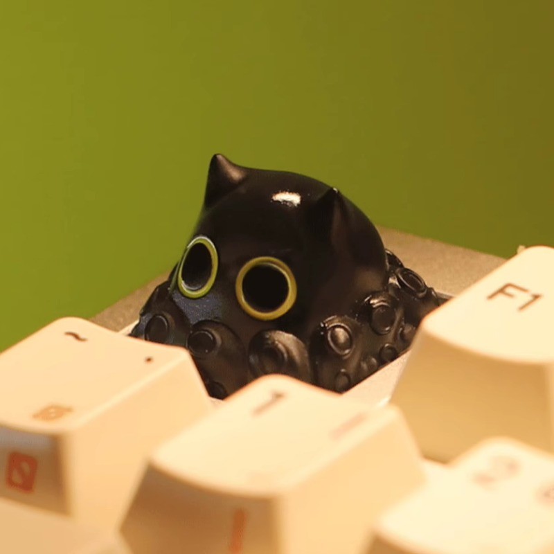 Octopus Cat Keycap 3D การ์ตูนสร้างสรรค์ MX สวิทช์คีย์บอร์ดส่วนบุคคลเรซิ่น Keycaps DIY Lord Of Mysteries สีดํา Klein น่ารัก Keycap