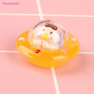 Thevantin ใหม่ เครื่องประดับเรซิ่น รูปนักบินอวกาศ เรืองแสง UFO ขนาดเล็ก DIY สําหรับตกแต่งเค้ก