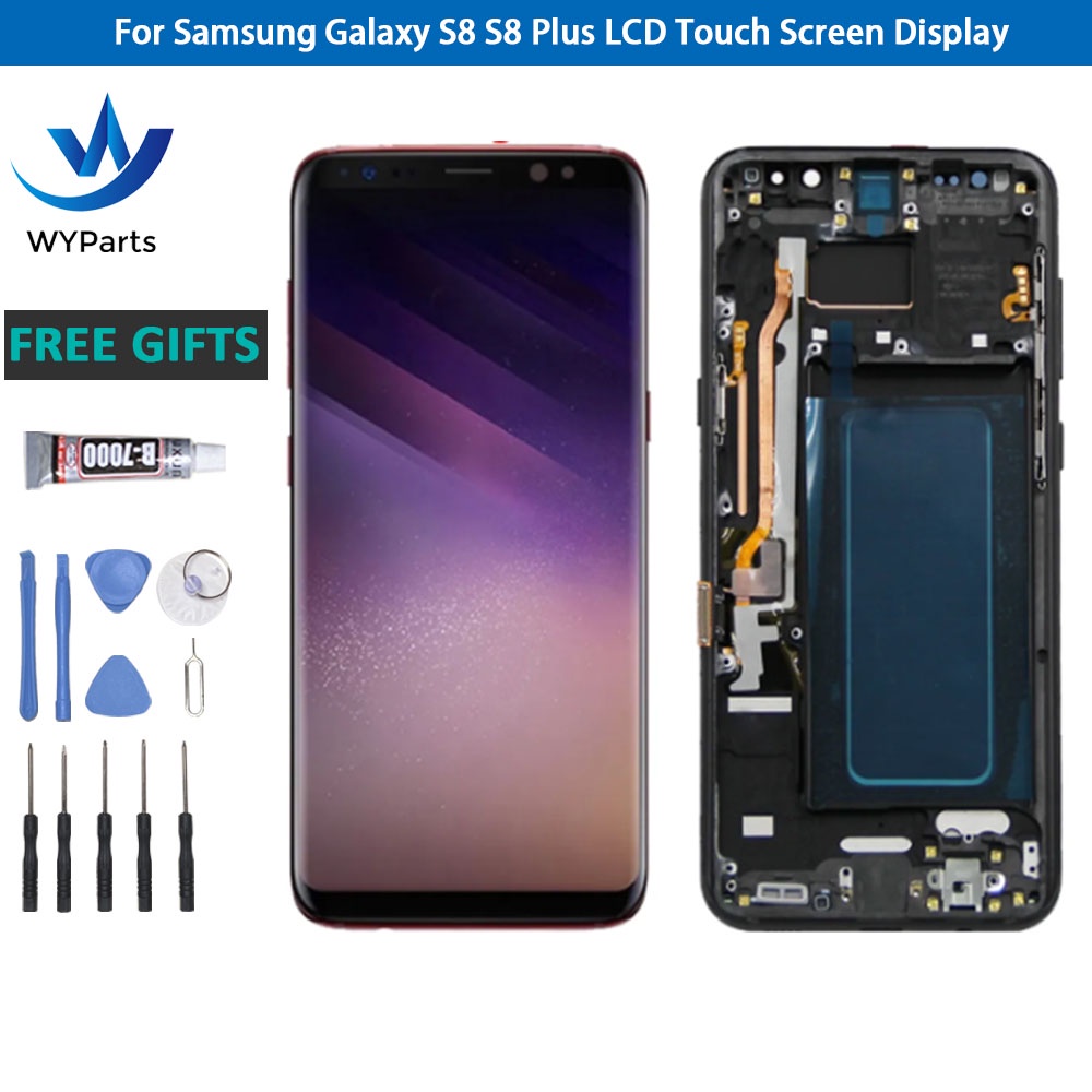 อะไหล่หน้าจอสัมผัส LCD พร้อมกรอบ สําหรับ SAMSUNG Galaxy S8 G950 S8 Plus G955F