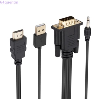 Quentin สายเคเบิล HDMI เป็น VGA พร้อมพาวเวอร์ซัพพลาย HDMI ตัวผู้ PVC VGA ตัวผู้ สําหรับแล็ปท็อป HD DVD โปรเจคเตอร์