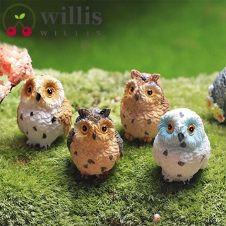 Willis ตุ๊กตาเรซิ่นรูปนกฮูกน่ารักสําหรับตกแต่งบ้านตุ๊กตา 4 ชิ้น