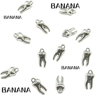 Banana1 จี้ฟันอัลลอย อัลลอย ขนาด 7*15 มม. สีเงิน สําหรับทํางานฝีมือ DIY 30 ชิ้น